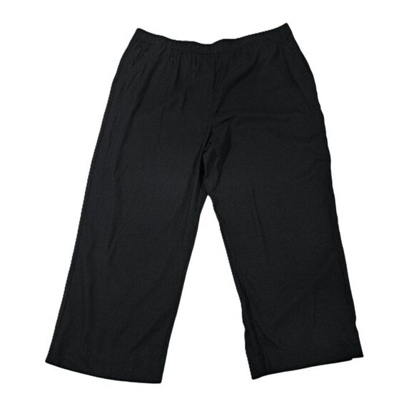 Serra Women's Black Linen Blend Pull on Elastic Waist Lounge Travel Pants XL - Picture 5 of 8